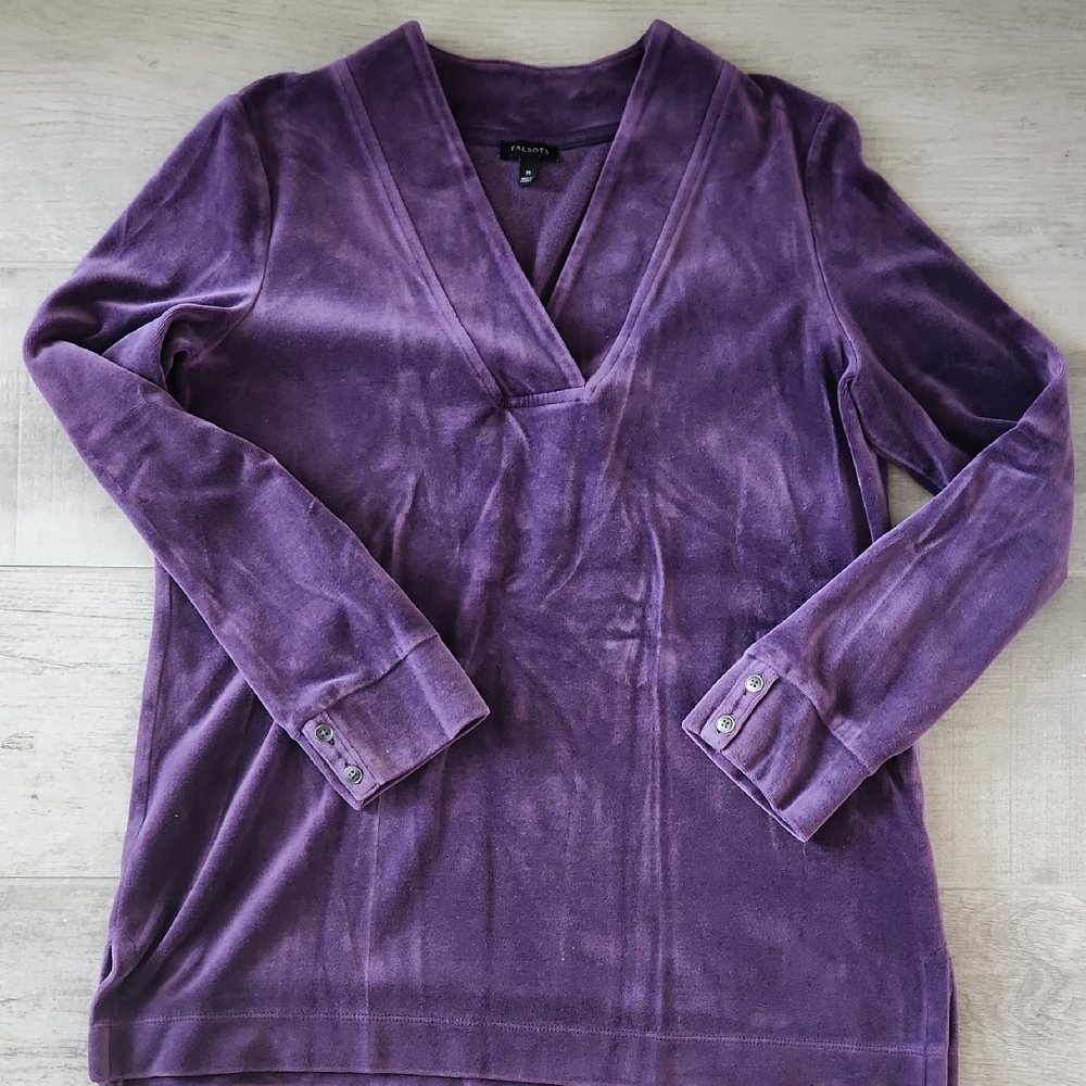 Talbots Purple Velour V-Neck Top